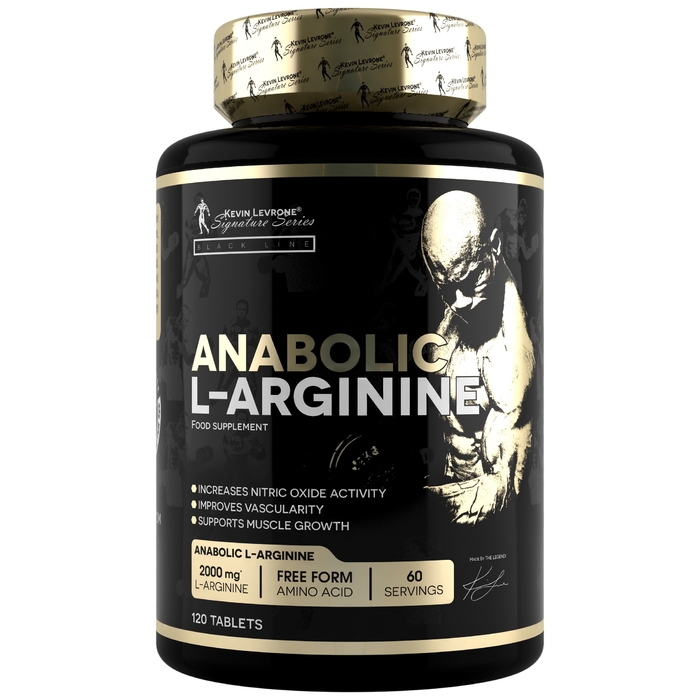 Kevin Levrone Anabolic L Arginine, 120 Tablets, 2000 mg, Increases Nitric Oxide Activity, SNUJ74016 Levrone Black | SNUJ74016